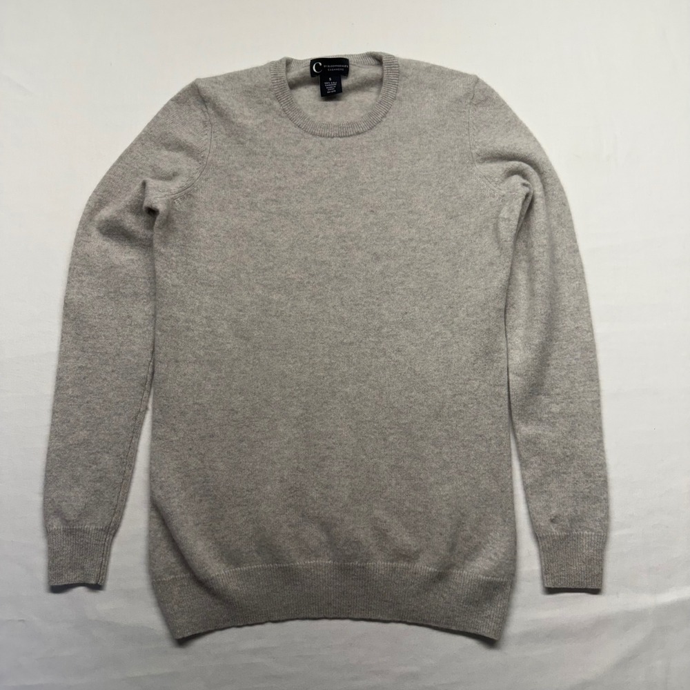 C By Bloomingdale's 100% Cashmere Sweater Small‎ Crewneck Beige Soft Classic